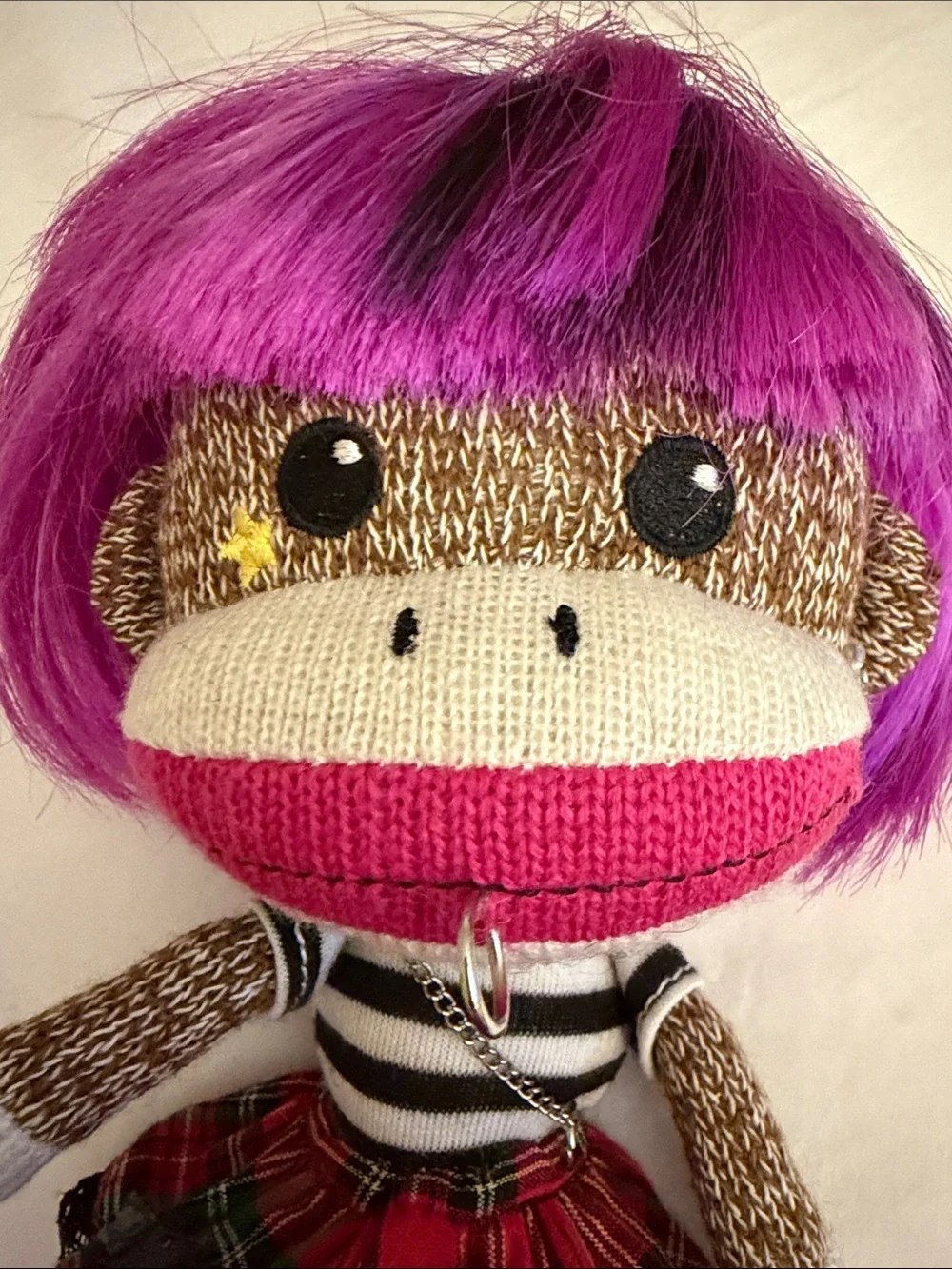 Planet Sock “Magenta  Beetsch” Monkey Punk Rocker Girl Doll.